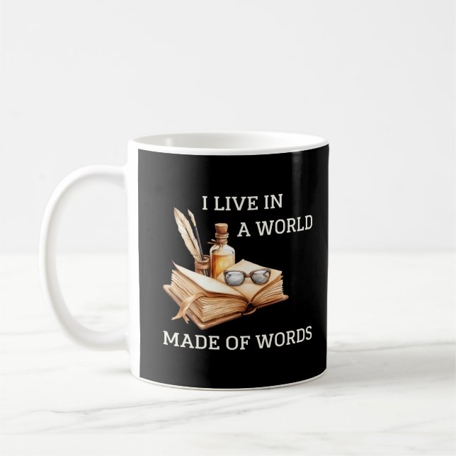 Ich lebe in einer Welt aus Worten, Englisch-Lehrer Kaffeetasse (Links)
