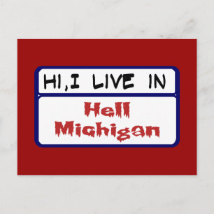 Ich lebe in Hell Michigan Postkarte