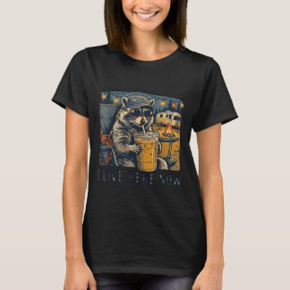 Ich lebe jetzt hier lustiger Waschbär Camping T-Shirt
