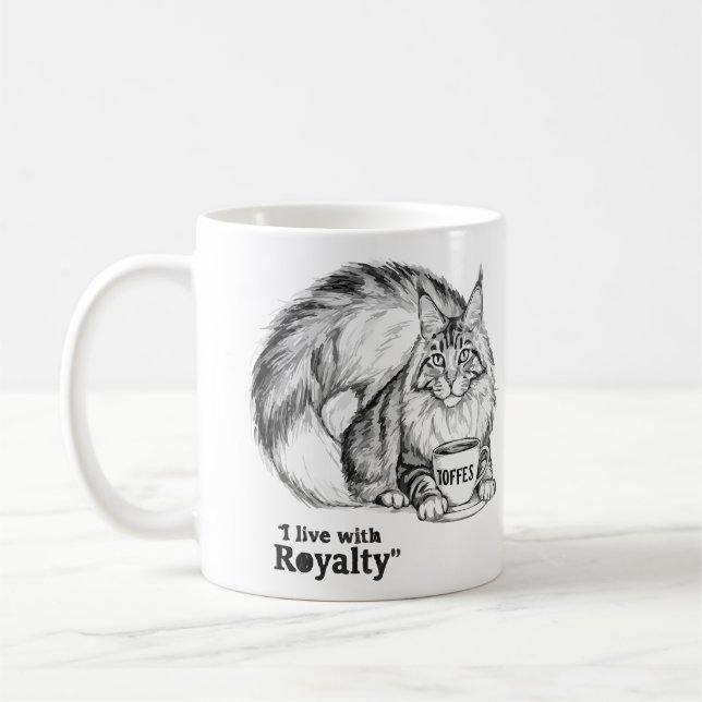 Ich lebe mit Royalty Cat Tasse - Maine Coon Coffee (Links)
