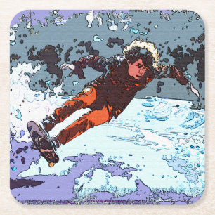 Ich lebe zu rennen - Skateboard Racing Pillowcase Rechteckiger Pappuntersetzer