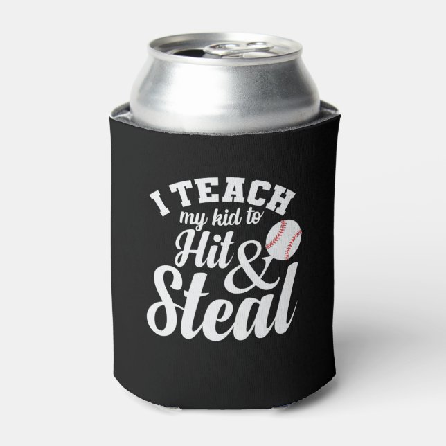 Ich lehre mein Kind, zu schlagen und Baseball zu s Dosenkühler (Kanne Vorderseite)