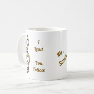 Ich leite Sie und folgen dem Musiklehrer Gold Clef Kaffeetasse