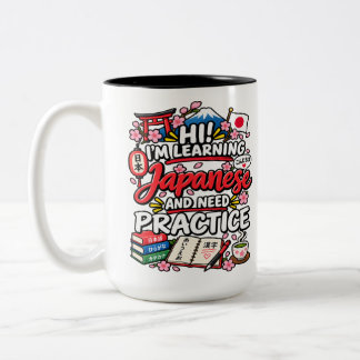 Ich lerne Japanisch Zitat Zweifarbige Tasse