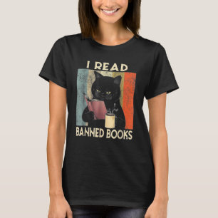 Ich lese Banned Books Black Cat Reader Bookworm Wo T-Shirt