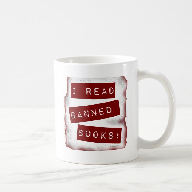 Ich lese Banned Books Bookworm Motto Spaß Kaffeetasse (Rechts)