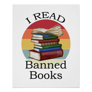 Ich lese Banned Books Librarian Bookworter Book Re Poster