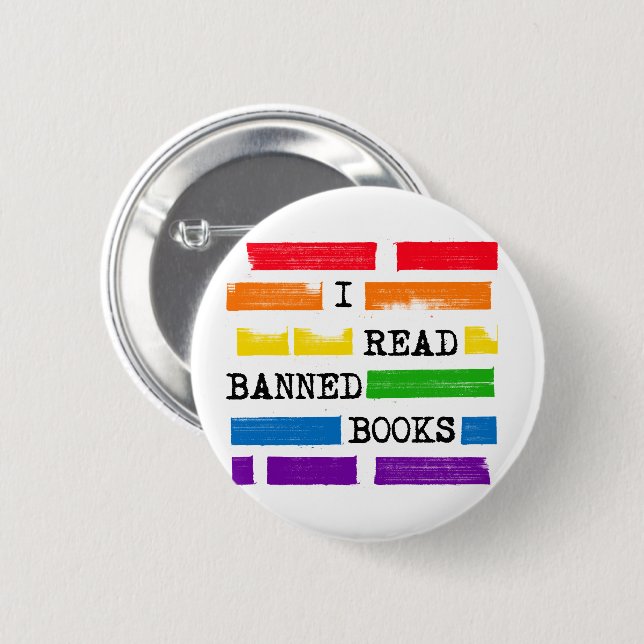 Ich lese "Banned Books Rainbow" Button (Vorne & Hinten)