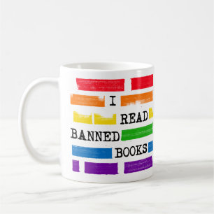 Ich lese "Banned Books Rainbow" Kaffeetasse