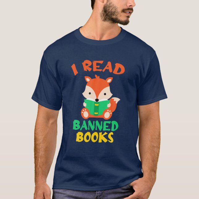 Ich lese Banned Books, Reader, Bookworm Fox Readin T-Shirt (Vorderseite)