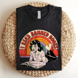 Ich lese Banned Books Retro Bookworm Girl T-Shirt