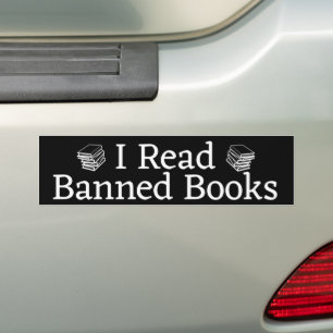 Ich lese Banned Books schwarz und weiß Autoaufkleber