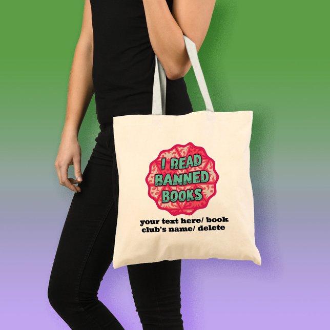 Ich lese Banned Books Vintagen benutzerdefinierten Tragetasche (books,reading,banned books,library,book store,book lovers,reading lovers,read,bookish,book addict)