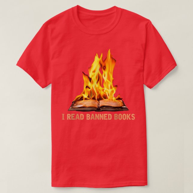 Ich lese Bücher, die verboten sind Buchwürmer Buch T-Shirt (Design vorne)