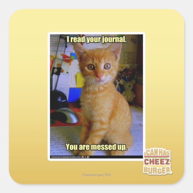 Ich lese deine Zeitschrift Quadratischer Aufkleber (Vorderseite)