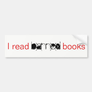 Ich lese den Autoaufkleber "Banned Books"