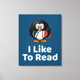 Ich lese gerne Pinguin Funny Reading Leinwanddruck
