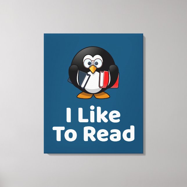 Ich lese gerne Pinguin Funny Reading Leinwanddruck (Vorderseite)