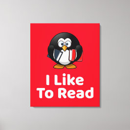 Ich lese gerne Pinguin Funny Reading Leinwanddruck