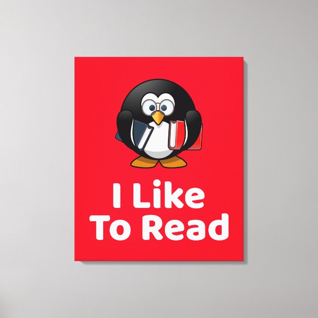Ich lese gerne Pinguin Funny Reading Leinwanddruck (Vorderseite)