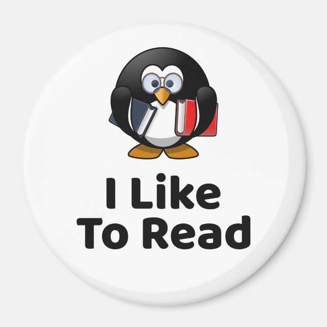 Ich lese gerne Pinguin Funny Reading Magnet (Vorne)