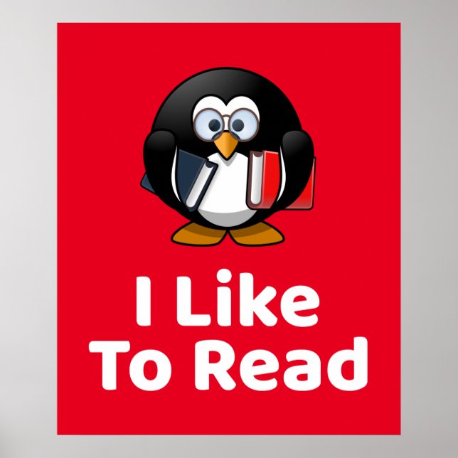 Ich lese gerne Pinguin Poster (Vorne)