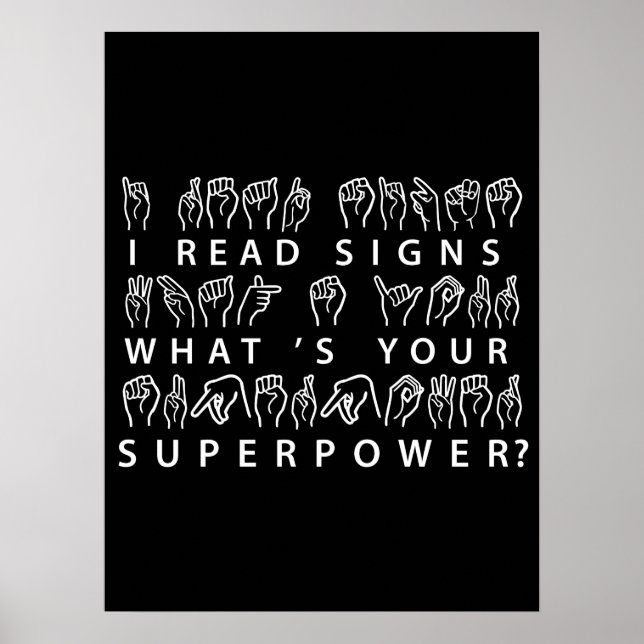 Ich lese Signs Was ist deine Superpower-Signatur-S Poster (Vorne)