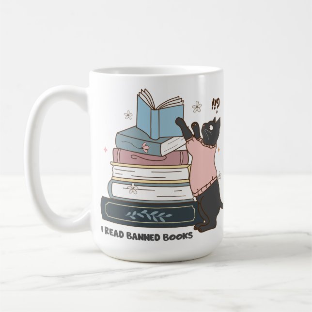 Ich lese verbotene Bücher - Buchliebhaber Kaffeetasse (Links)