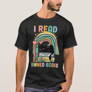 Ich lese verbotene Bücher Frauen Bücherwurm schwar T-Shirt