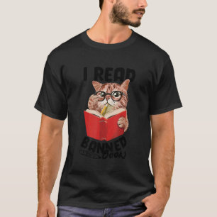 Ich lese verbotene Bücher Katzenleser Bücherwurm F T-Shirt