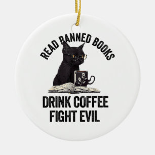 Ich lese verbotene Bücher Liebhaber Buchwurm Liebe Keramik Ornament