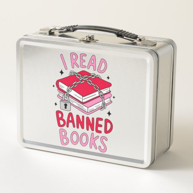 Ich lese verbotene Bücher Metall Brotdose (Vorderseite)