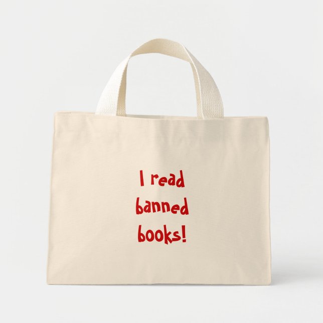 Ich lese verbotene Bücher! Mini Stoffbeutel (Vorne)