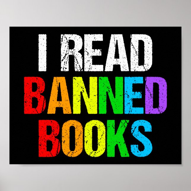 Ich lese verbotene Bücher Regenbogen Poster (Vorne)