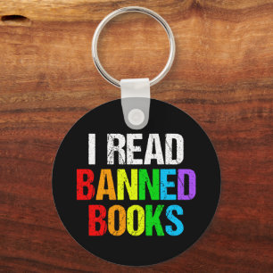 Ich lese verbotene Bücher Regenbogen Schlüsselanhänger