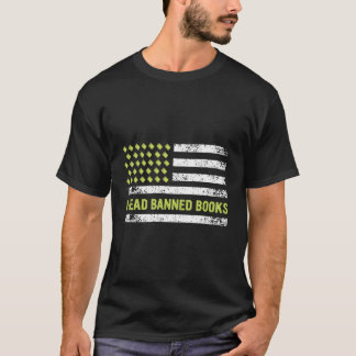 Ich lese verbotene Bücher Retro-Usa-Flagge Librari T-Shirt