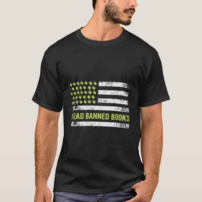 Ich lese verbotene Bücher Retro-Usa-Flagge Librari T-Shirt (Vorderseite)