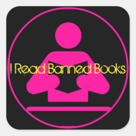 Ich lese verbotene Bücher: rosa Lesesymbol Quadratischer Aufkleber
