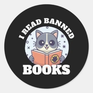 Ich lese verbotene Bücher Runder Aufkleber