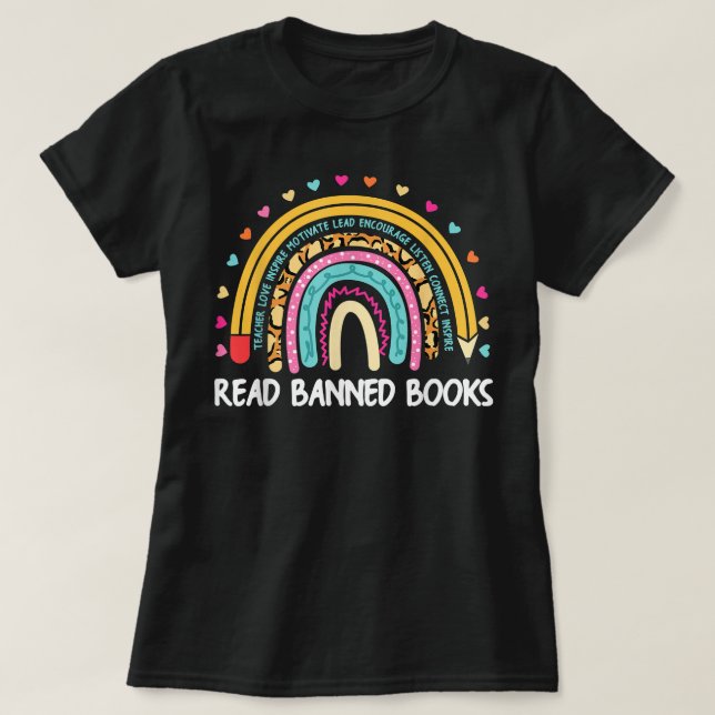 Ich lese verbotene Bücher zum Lesen von Bookworm T-Shirt (Design vorne)