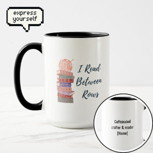 Ich lese zwischen den Reihen Häkel-Strickbuchliebh Tasse