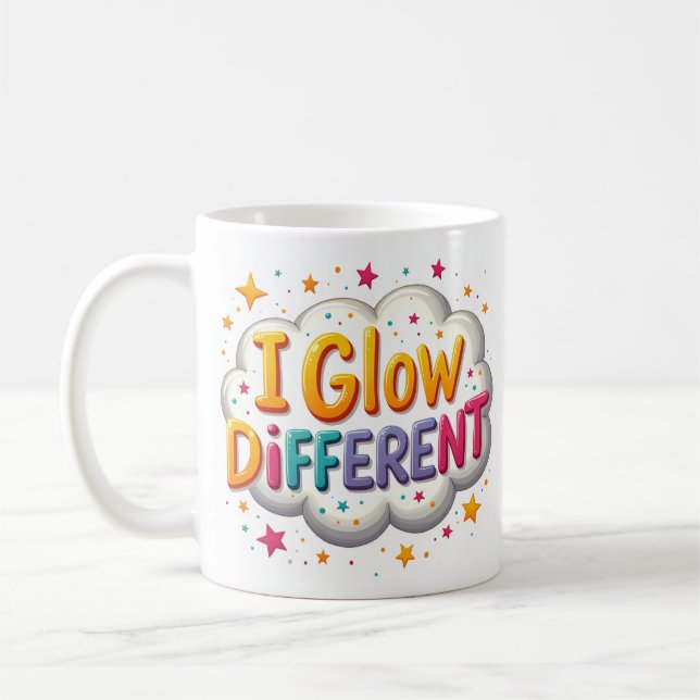 Ich leuchte anders Bunter Motivationsbecher Kaffeetasse (Links)