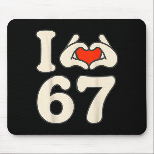 Ich liebe 67 Retro-Hand-Herznummer-Design Mousepad