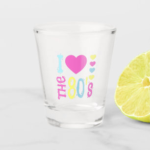 Ich Liebe 80er Disco-Kostüm Schnapsglas