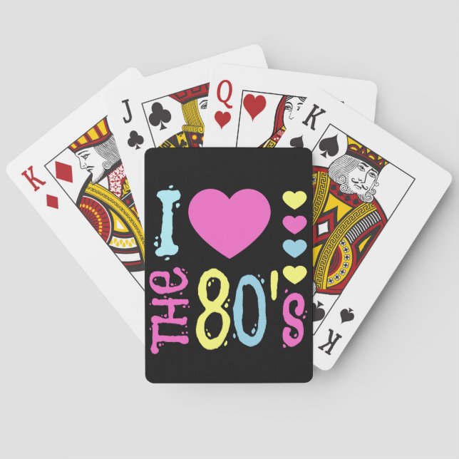 Ich Liebe 80er Disco-Kostüm Spielkarten (Rückseite)