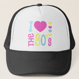 Ich Liebe 80er Disco-Kostüm Truckerkappe