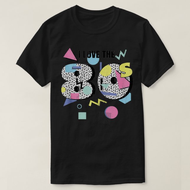 Ich Liebe 80er Retro Memphis Design T-Shirt (Design vorne)