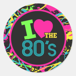 Ich Liebe 80er Sticker, Neon Retro 80er Sticker