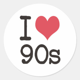 Ich liebe 90er-Produkte und -Designs! Runder Aufkleber
