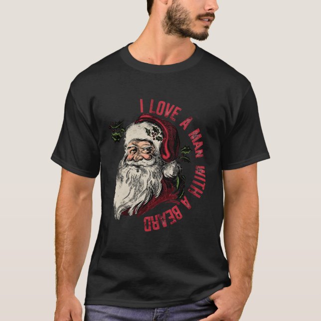 Ich Liebe A mit Bart Santa Claus T-Shirt (Vorderseite)